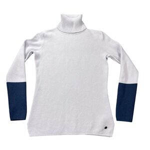 Royal Robbins Women's Medium All Season Merino Wool Blend Turtleneck Gray/Navy